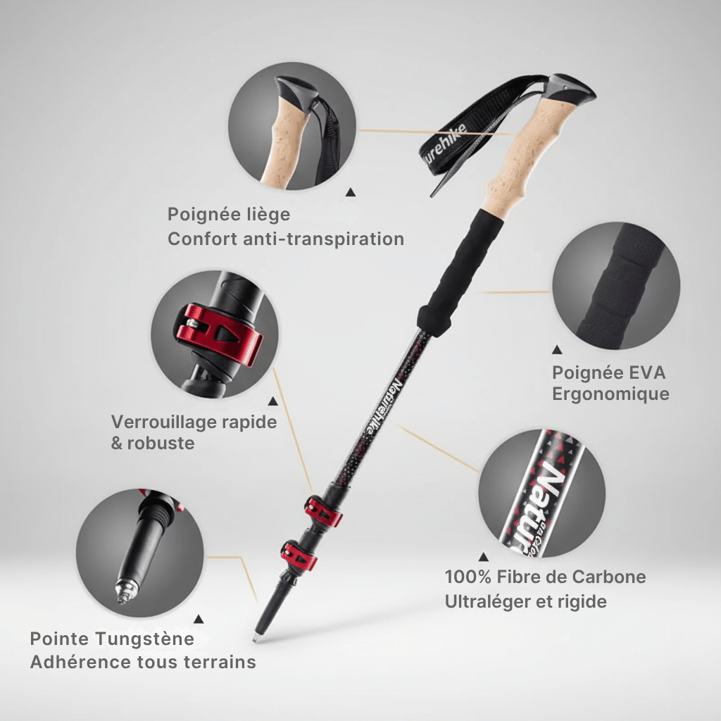 Set Bâtons de randonnée carbone télescopiques | AJ Carbon TL
