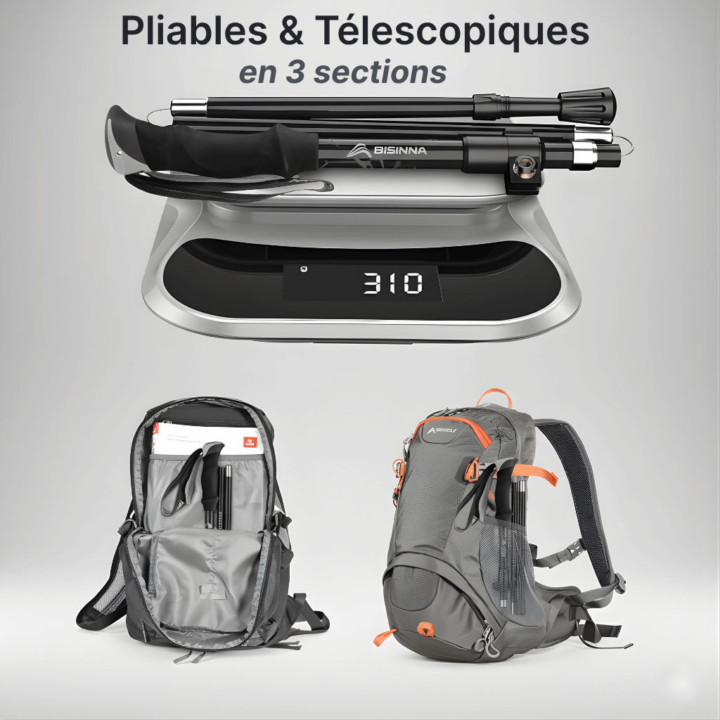 Set bâtons de randonnée pliables 95–110 / 115–135 cm | AJ FlipLock