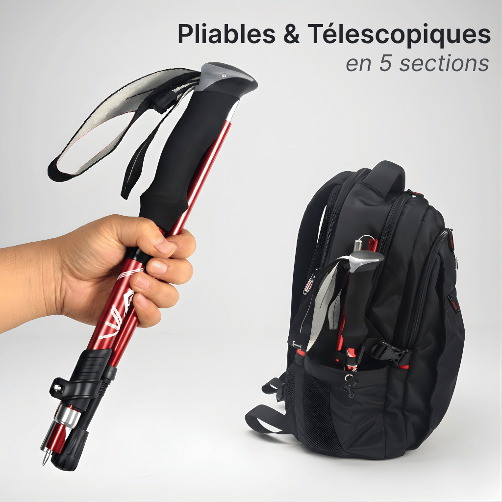 Bâton de randonnée pliable 5 sections | AJ TrekZ 130