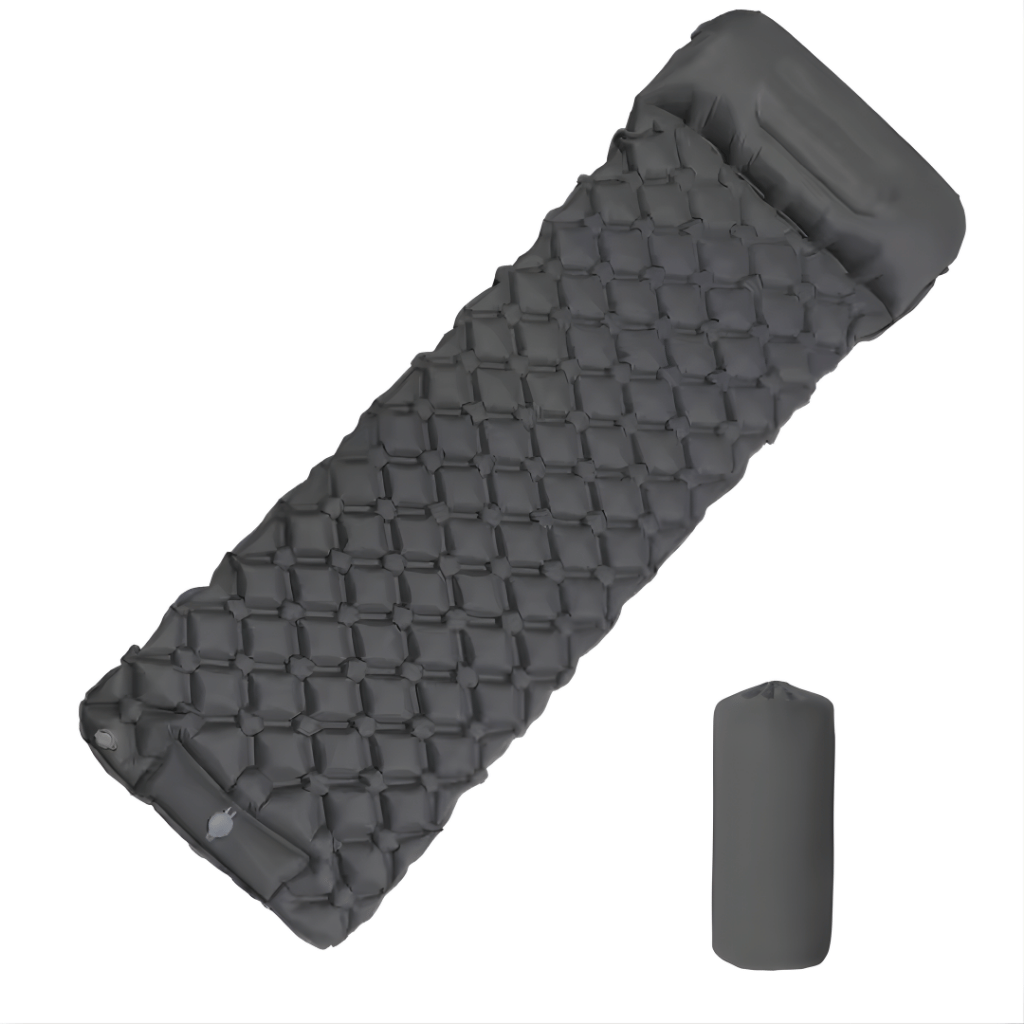 Matelas Gonflable 1 Personne Camping - Oreiller & Pompe Intégrés | AJ Compact Pro