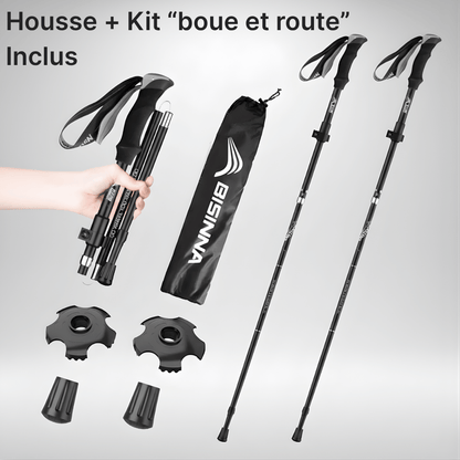 Set bâtons de randonnée pliables 95–110 / 115–135 cm | AJ FlipLock