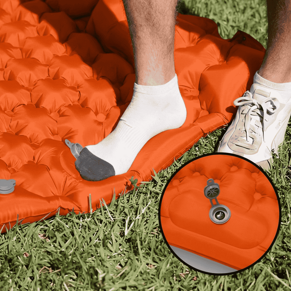 Matelas Gonflable 1 Personne Camping - Oreiller & Pompe Intégrés | AJ Compact Pro