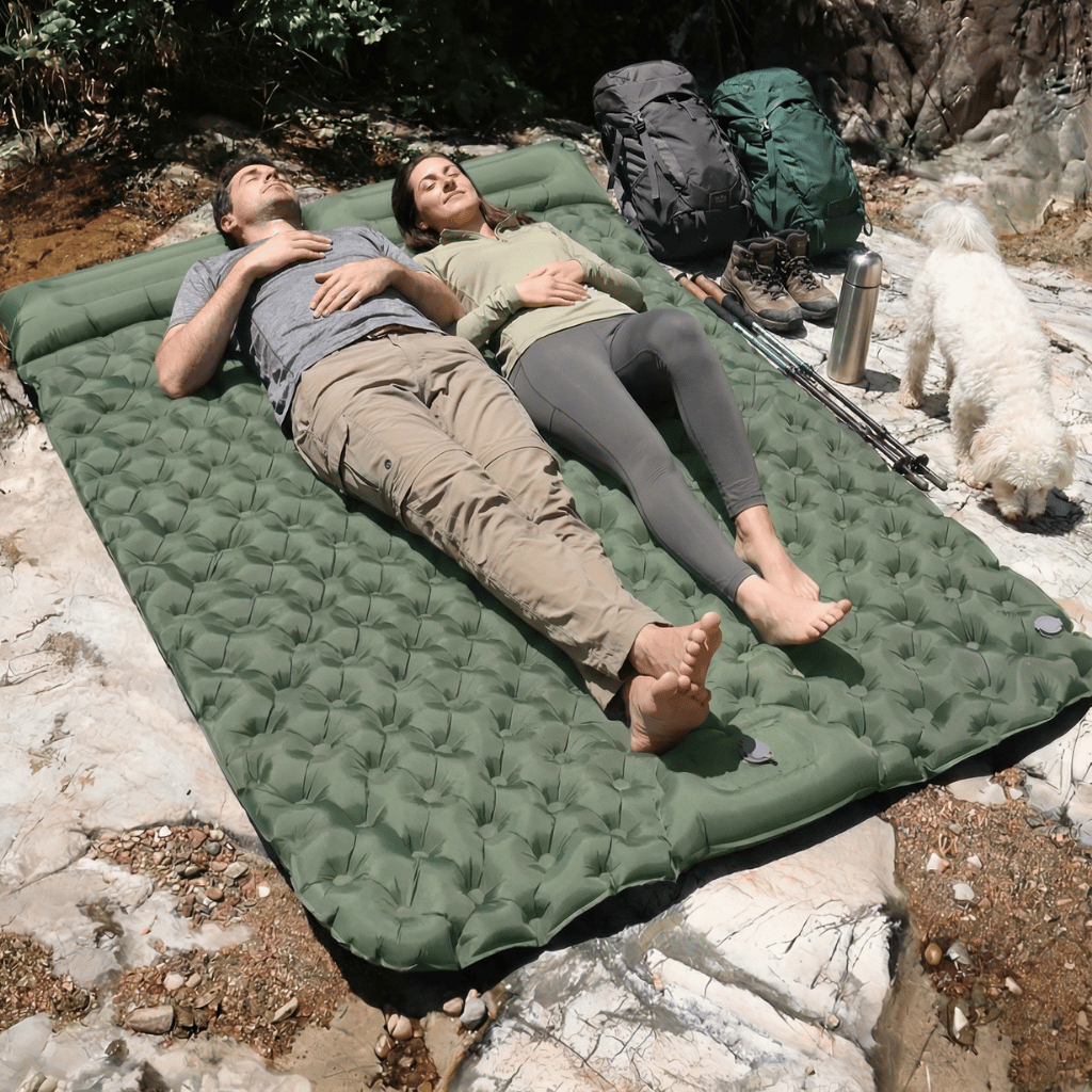 Matelas Gonflable 2 Personnes Camping - Pompe & Oreillers Intégrés | AJ Duo Confort