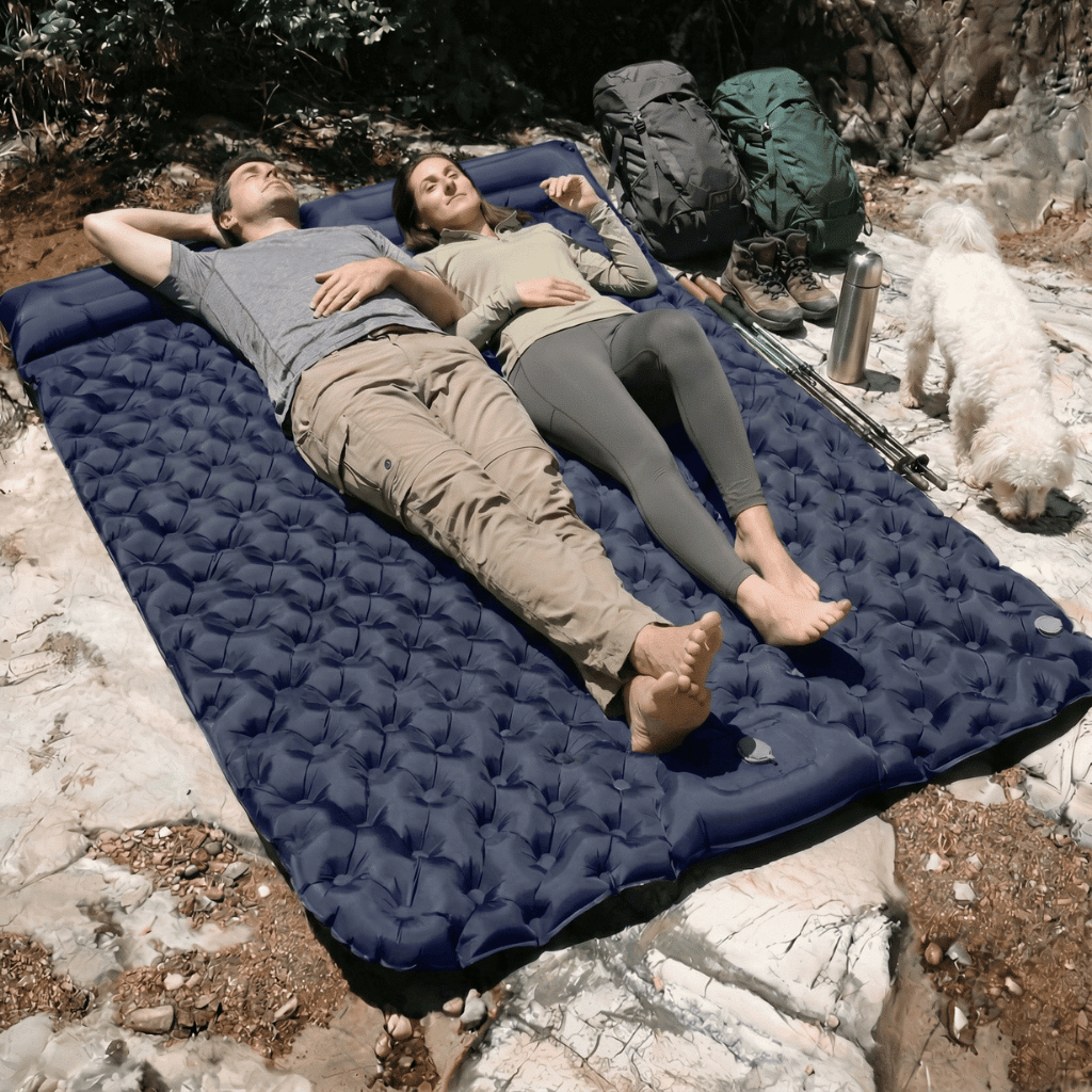 Matelas Gonflable 2 Personnes Camping - Pompe & Oreillers Intégrés | AJ Duo Confort