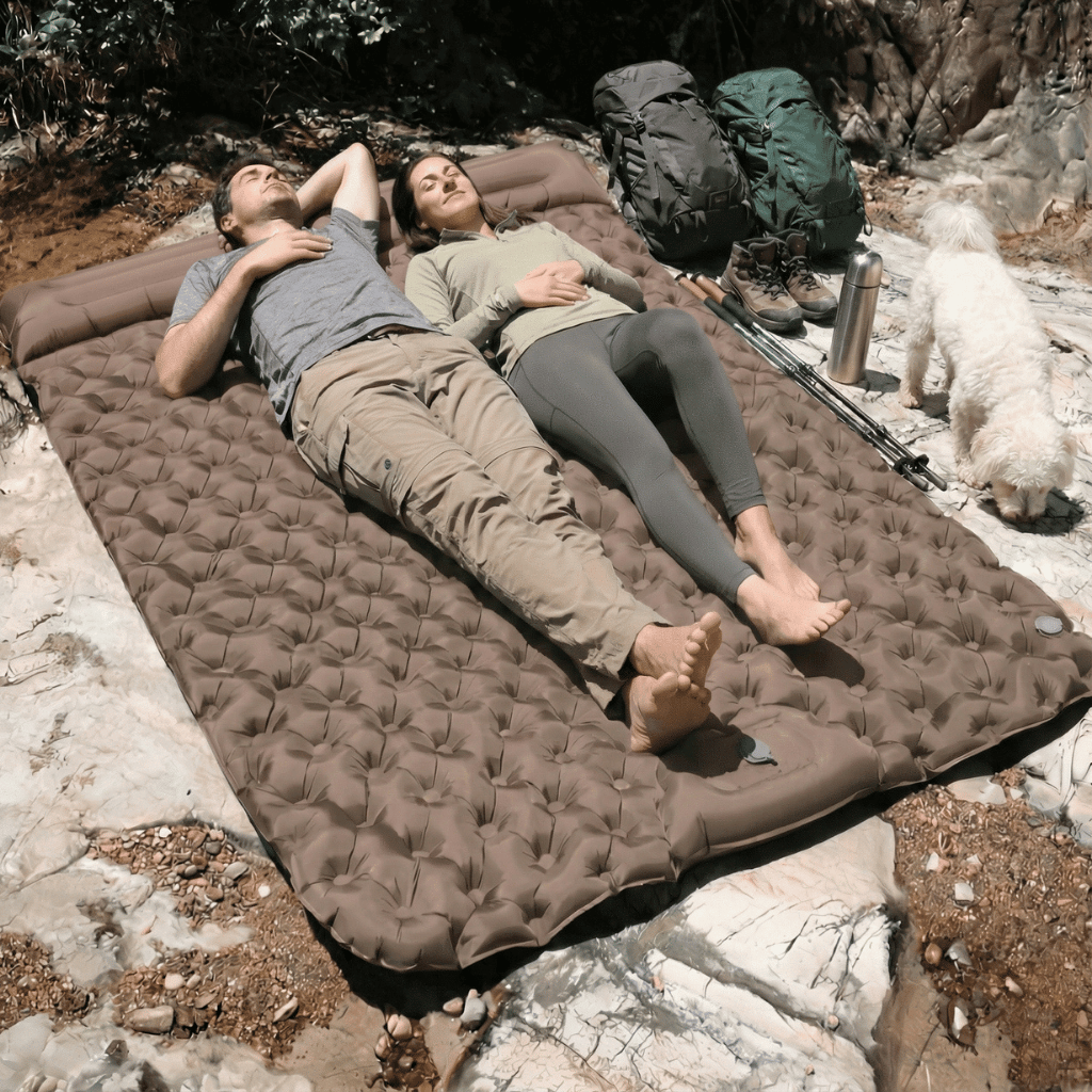 Matelas Gonflable 2 Personnes Camping - Pompe & Oreillers Intégrés | AJ Duo Confort