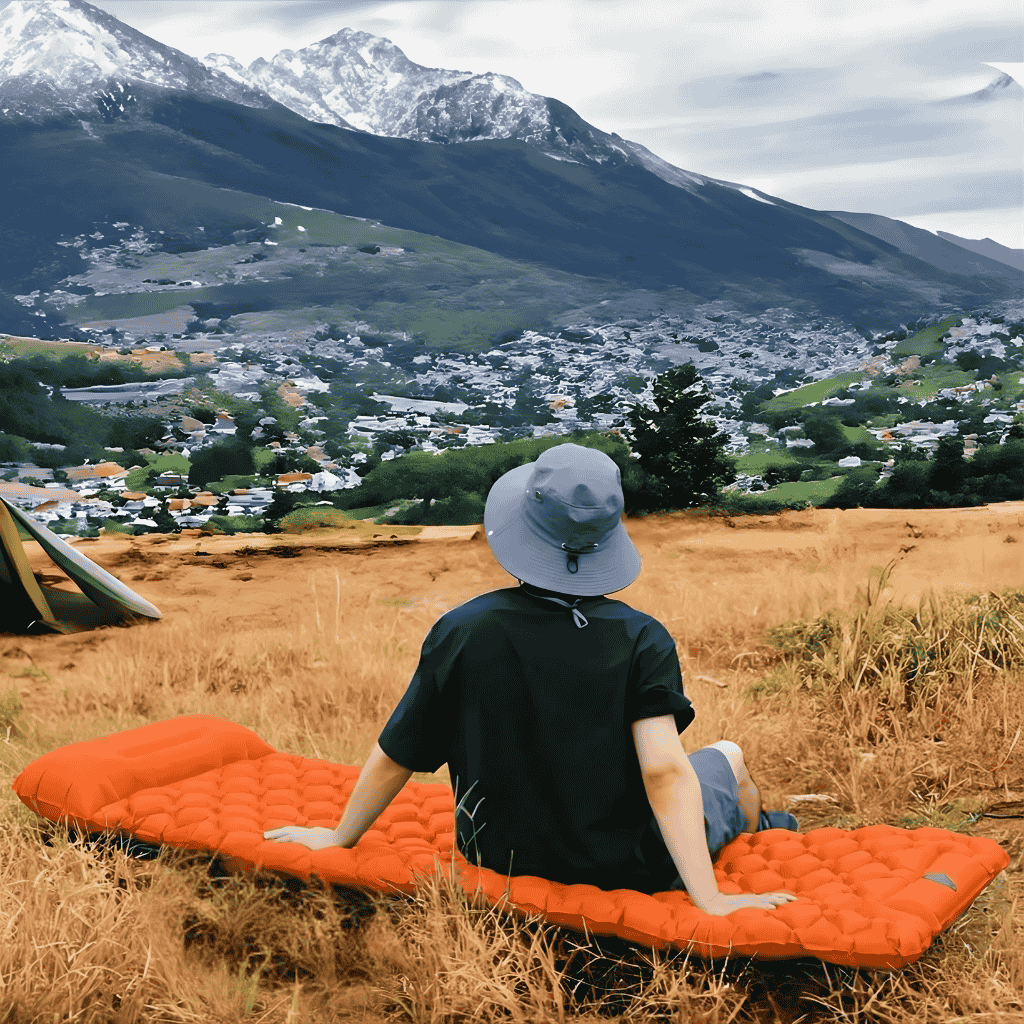 Matelas Gonflable 1 Personne Camping - Oreiller & Pompe Intégrés | AJ Compact Pro