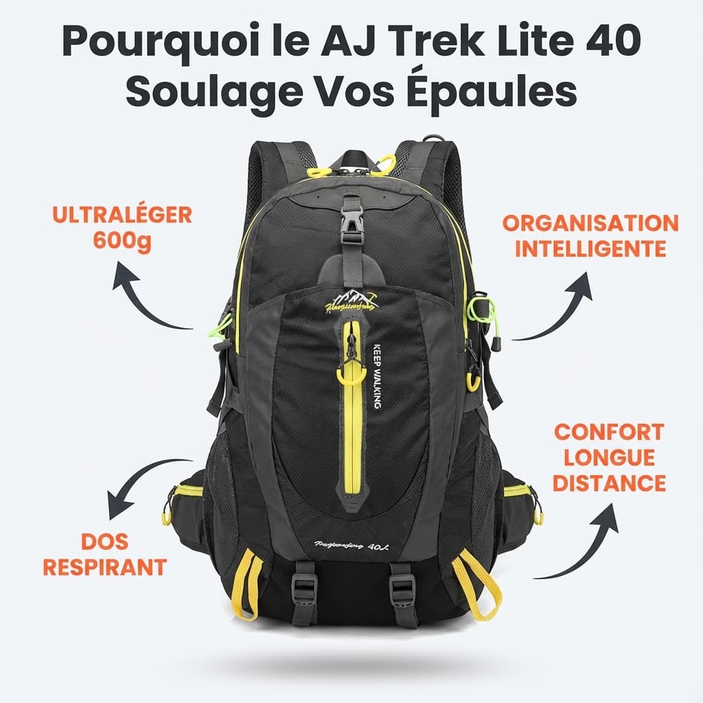 Sac à Dos Randonnée 40L Étanche & Ultraléger | AJ Trek Lite 40