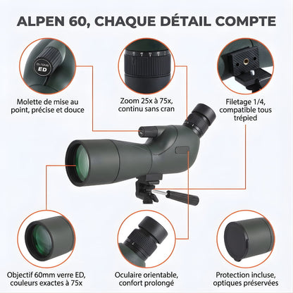 Alpen 60 | Longue Vue 25-75x60 Verre ED