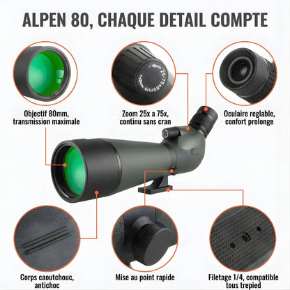 Alpen 80 | Longue Vue 25-75x80 Étanche IPX7