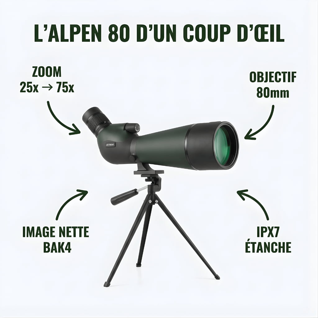 Alpen 80 | Longue Vue 25-75x80 Étanche IPX7