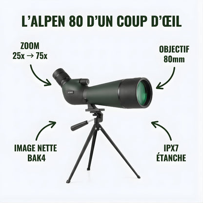 Alpen 80 | Longue Vue 25-75x80 Étanche IPX7