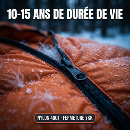 Sac de Couchage Grand Froid -25°C - Duvet Oie 95% | Ultra-Léger & Compact
