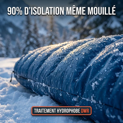 Sac de Couchage Grand Froid -25°C - Duvet Oie 95% | Ultra-Léger & Compact