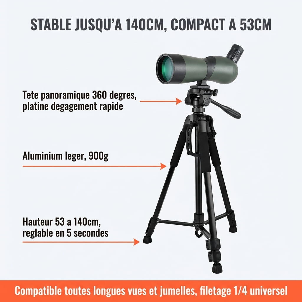 Trépied Professionnel 140cm | Tête Panoramique 360° Universelle