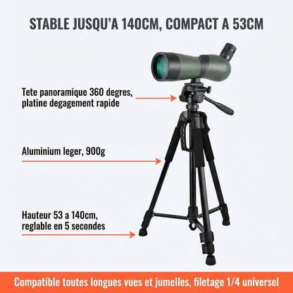 Trépied Professionnel 140cm | Tête Panoramique 360° Universelle